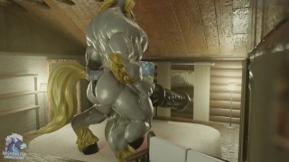 Bodybuilded horse playing with his big dick